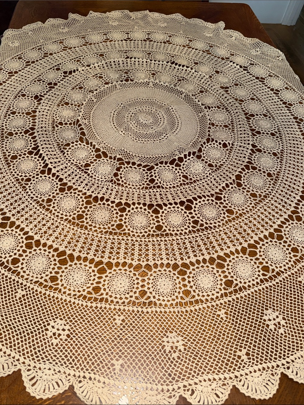 Antique lace tablecloth
